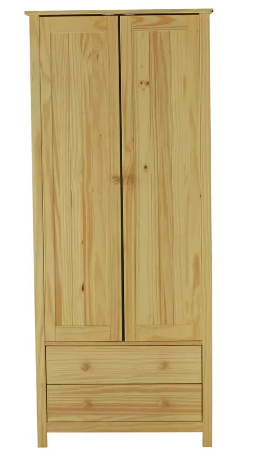 Home Scandinavia 2 Door 2 Drawer Wardrobe Pine | Bedroom Storage Furniture Unit