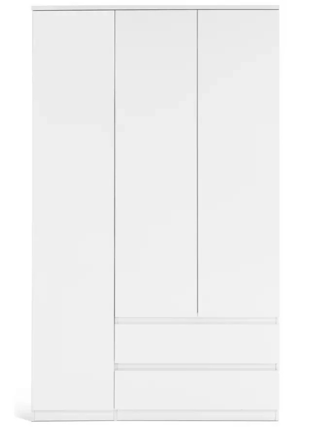 Jenson 3 Door 2 Drawer Tall Wardrobe - White Gloss ( B Grade )