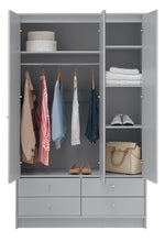 Malibu 3 Door 4 Drawer Mirror Wardrobe - Grey ( B Grade 47161 - 47170 )