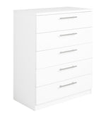 Home Brisbane 5 Drawer Chest White | Modern Storage Cabinet Dresser Furniture