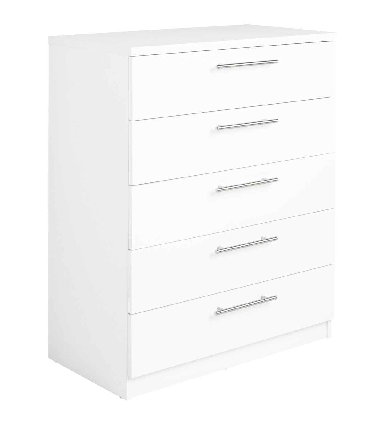 Home Brisbane 5 Drawer Chest White | Modern Storage Cabinet Dresser Furniture