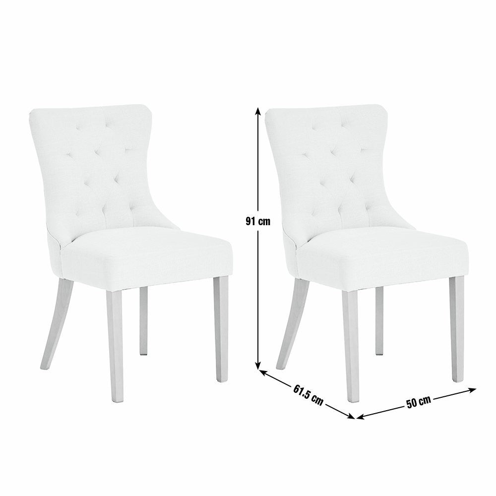 Home Novara Pair of Fabric Dining Chair - Cream | Soft Upholstered Comfort