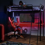 X Rocker HQ RGB LED Gaming High Sleeper Bed with Desk- Black | Integrated Study