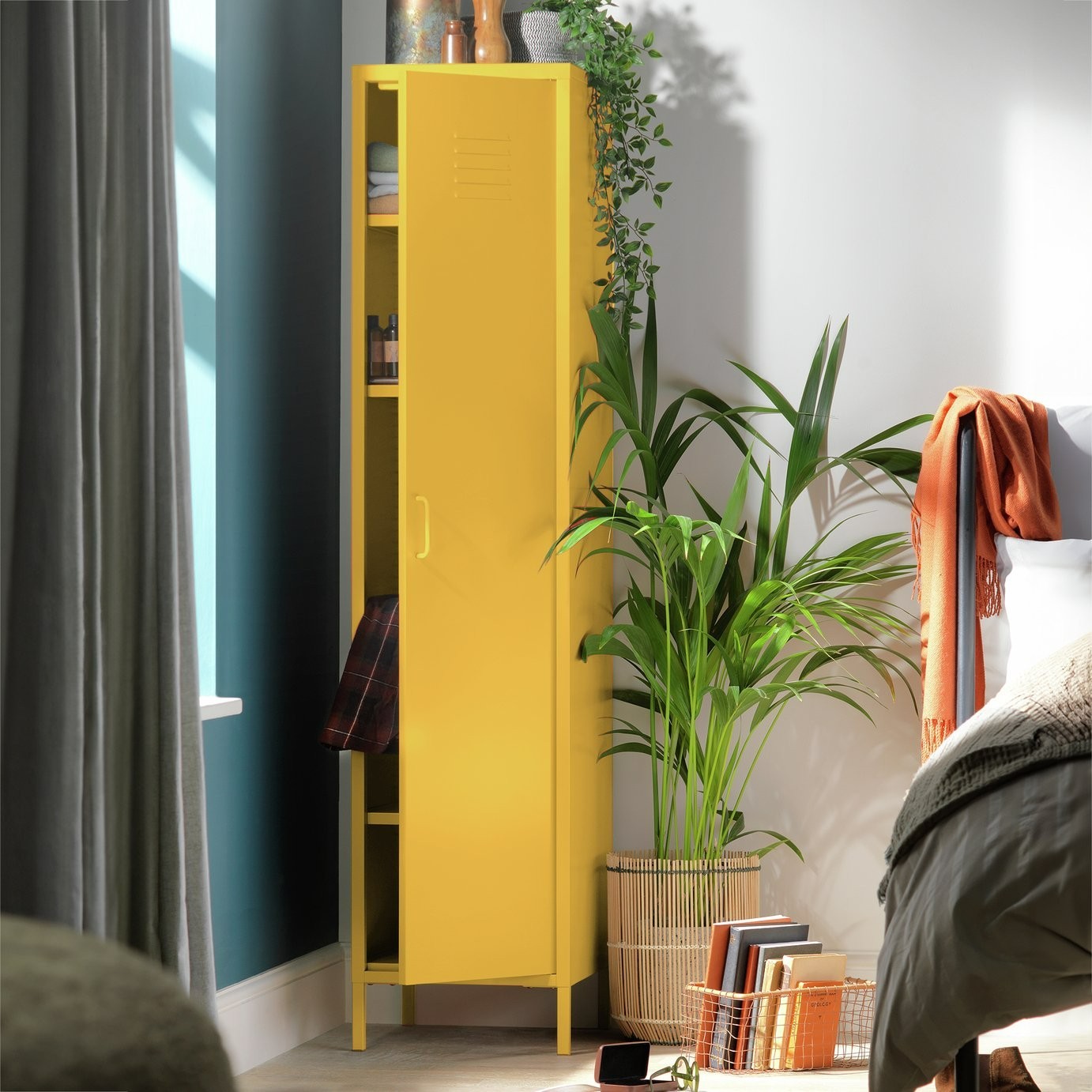 Tall 1 Door 4 Shelf Locker - Mustard | Vibrant Color Accent