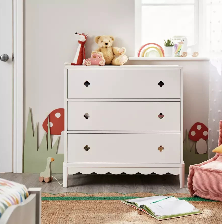 Serena 3 Drawer Chest of Drawers Ivory | Children's Bedroom Storage Furniture