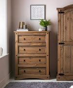 Puerto Rico 4 Drawer Chest - Dark Pine | Wooden and stylish storage