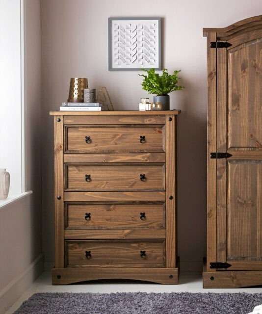 Puerto Rico 4 Drawer Chest - Dark Pine | Wooden and stylish storage
