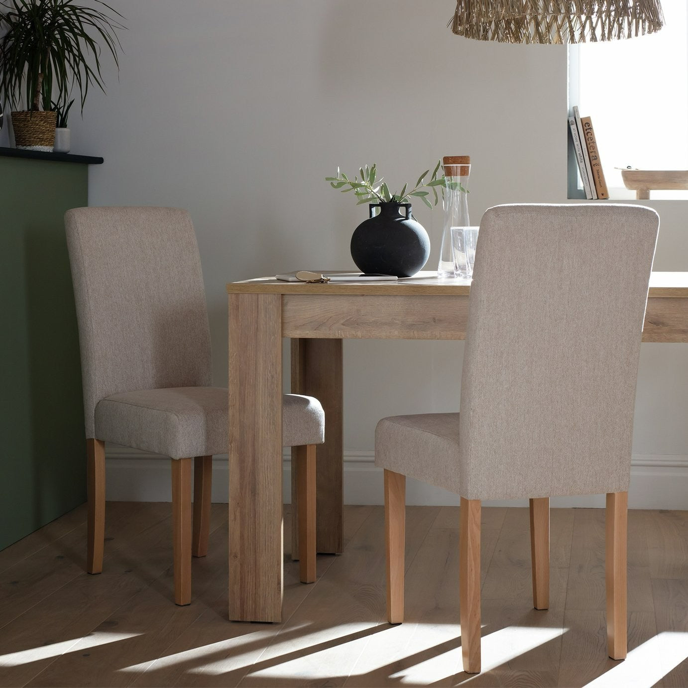 Home Midback Pair of Fabric Dining Chair - Beige | Modern Mealtime Seating