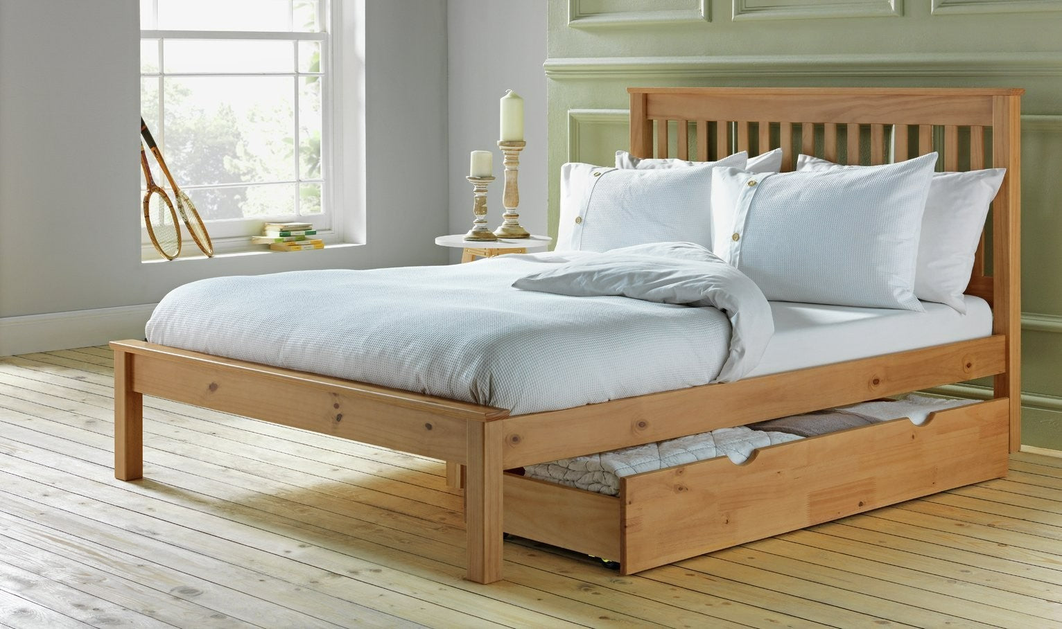 Aspley Kingsize Wooden Bed Frame - Oak Stain | Modern Bedroom Style