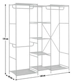 Spencer 3 Rail 6 Shelf Wardrobe - Black