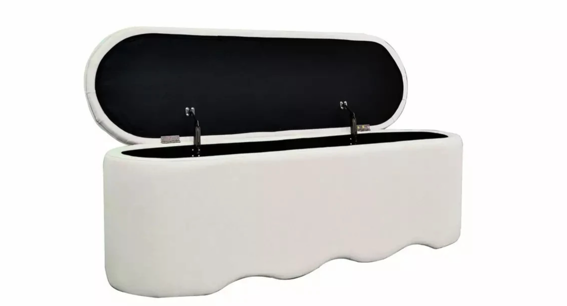 Onda Large Fabric Ottoman Natural | Storage Footstool Bench Furniture