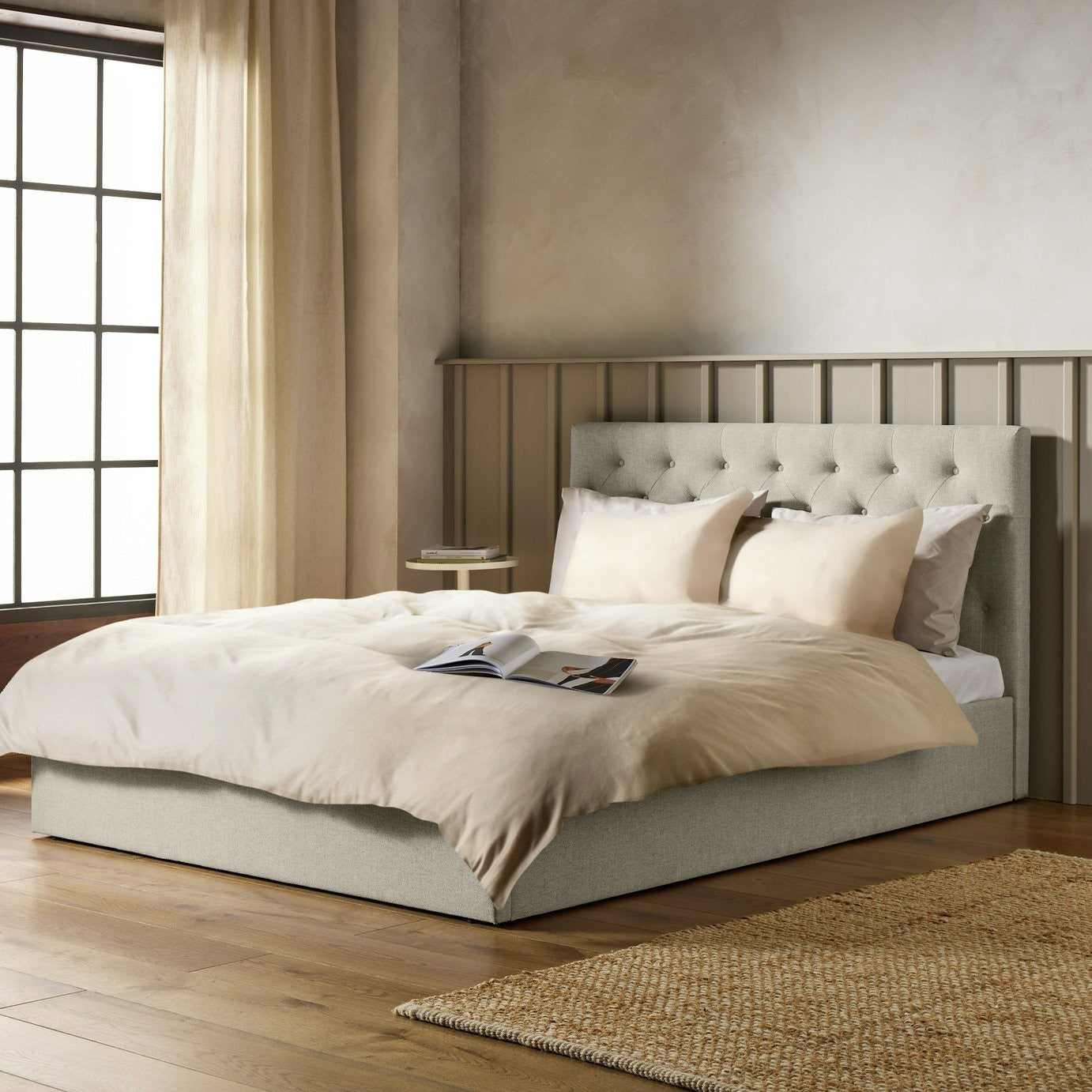 Halstead Small Double End Lift Ottoman Bed - Cream | Practical Lift Access