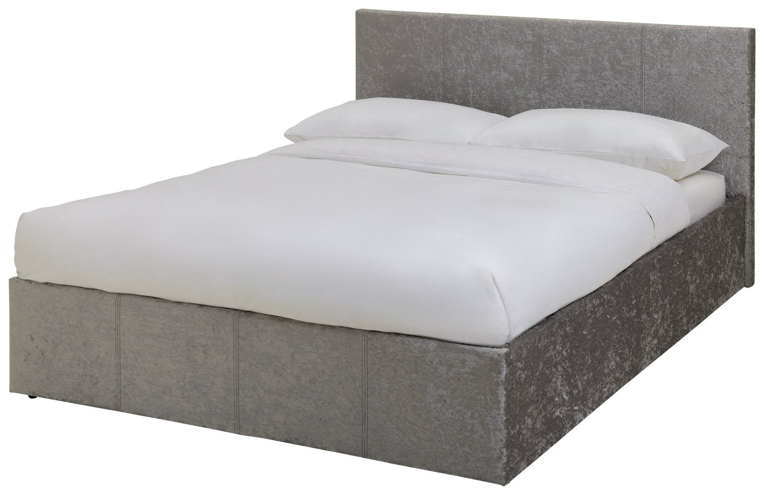 Home Heathdon Kingsize End Lift Ottoman Bed - Silver | Convenient Bed Storage