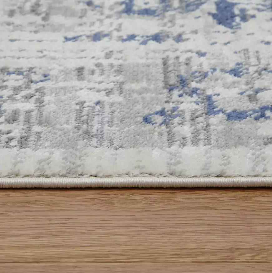 Traditional Natural & Blue Rug | 160x230cm | Traditional Living Room Bedroom Rug