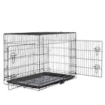 Double Door Dog Crate- Large | Pet Cage Kennel for Home Large Breed Dogs