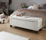 GFW Verona Velvet Ottoman Bench - White