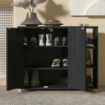 GFW Bideford 2 Door Shoe Storage Cabinet - Black | Footwear Storage Solution