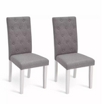 Home Pair of Tweed Fabric Dining Chairs Grey | Modern Kitchen Dining Chair Set