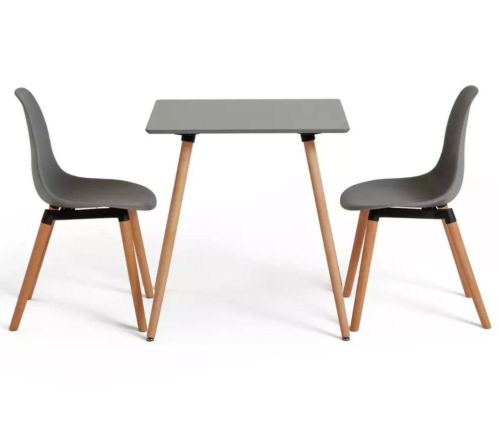 Berlin Grey Dining Table & 2 Grey Chairs | Modern Kitchen Furniture Set