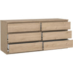 Home Florence 6 Drawer Wide Chest of Drawers Jackson Hickory Oak
