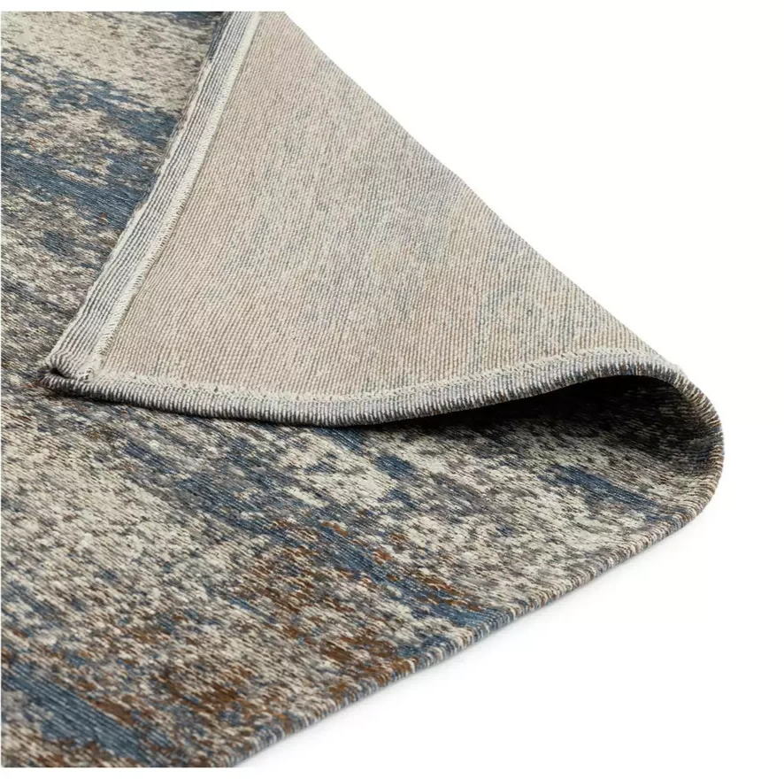 Distressed Abstract Blue Rug 120x170cm | Modern Living Room Floor Rug Carpet