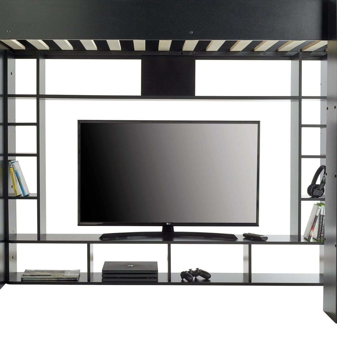 Gaming High Sleeper Bed - Black | Multimedia Room Station