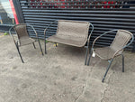 Wicker Garden Set - Bench and 2 Chairs - Brown