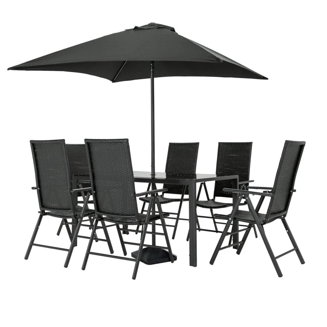 Hereford Folding 6 Seater Metal Patio Set - Black ( No Parasol )