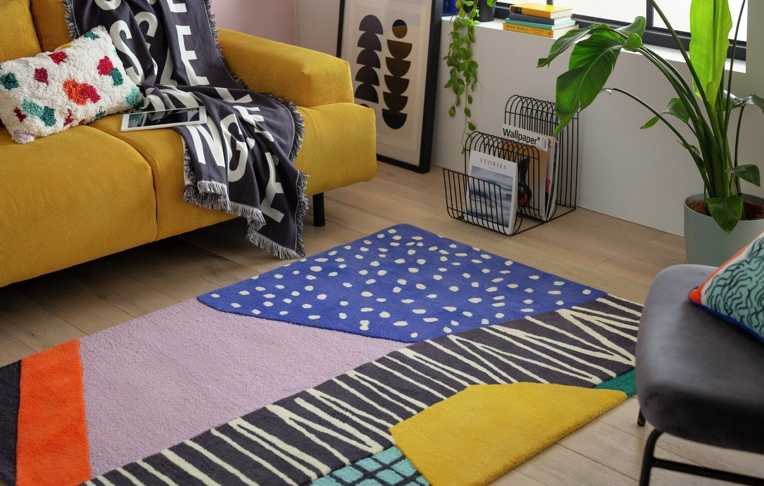 Habitat Abstract Tufted Wool Cut Pile Rug - 170x120cm