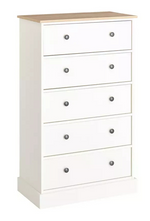 Home Kensington 5 Drawer Chest Ivory | Bedroom Storage Furniture Unit