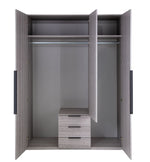 Hallingford 3 Door 3 Drawer Wardrobe - Grey | High Shine Furniture
