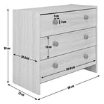 Seville 3 Drawer Chest - White | Bedroom Storage Unit for Clothes & Accessories