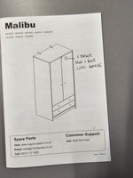 Malibu 2 Door 2 Drawer Wardrobe - Grey (B Grade)