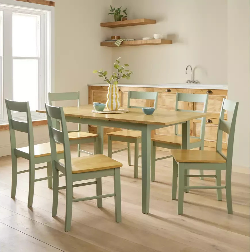 Home Chicago Extending 6 Seater Dining Table Green | Modern Dining Room Table 