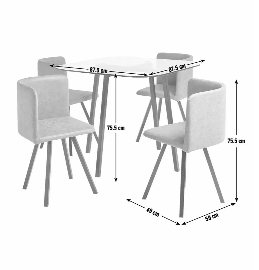 Elsie Black Dining Table & 4 Tan Chairs | Modern Dining Room Set Furniture