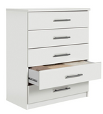 Home Normandy 5 Drawer Chest of Drawers White | Storage Furniture for Bedroom