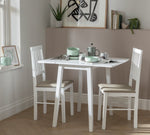 Home Solid Wood Extending Dining Table & 2 White Chairs | Modern Kitchen Set