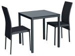 Lido Glass Dining Table & 2 Black Chairs