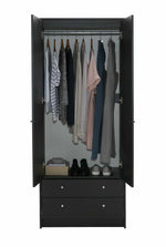 Malibu 2 Door 2 Drawer Wardrobe - Black Oak Effect | Bedroom Storage for Clothes