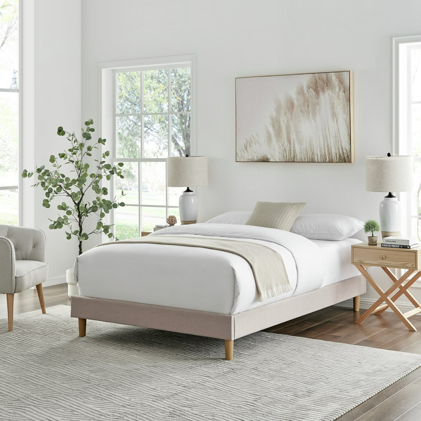 Arthur Platform Kingsize Bed Frame - Natural | Sleek low profile platform bed