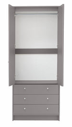 Home Malibu 2 Door 3 Drawer Mirror Wardrobe - Grey | mirrored wardrobe