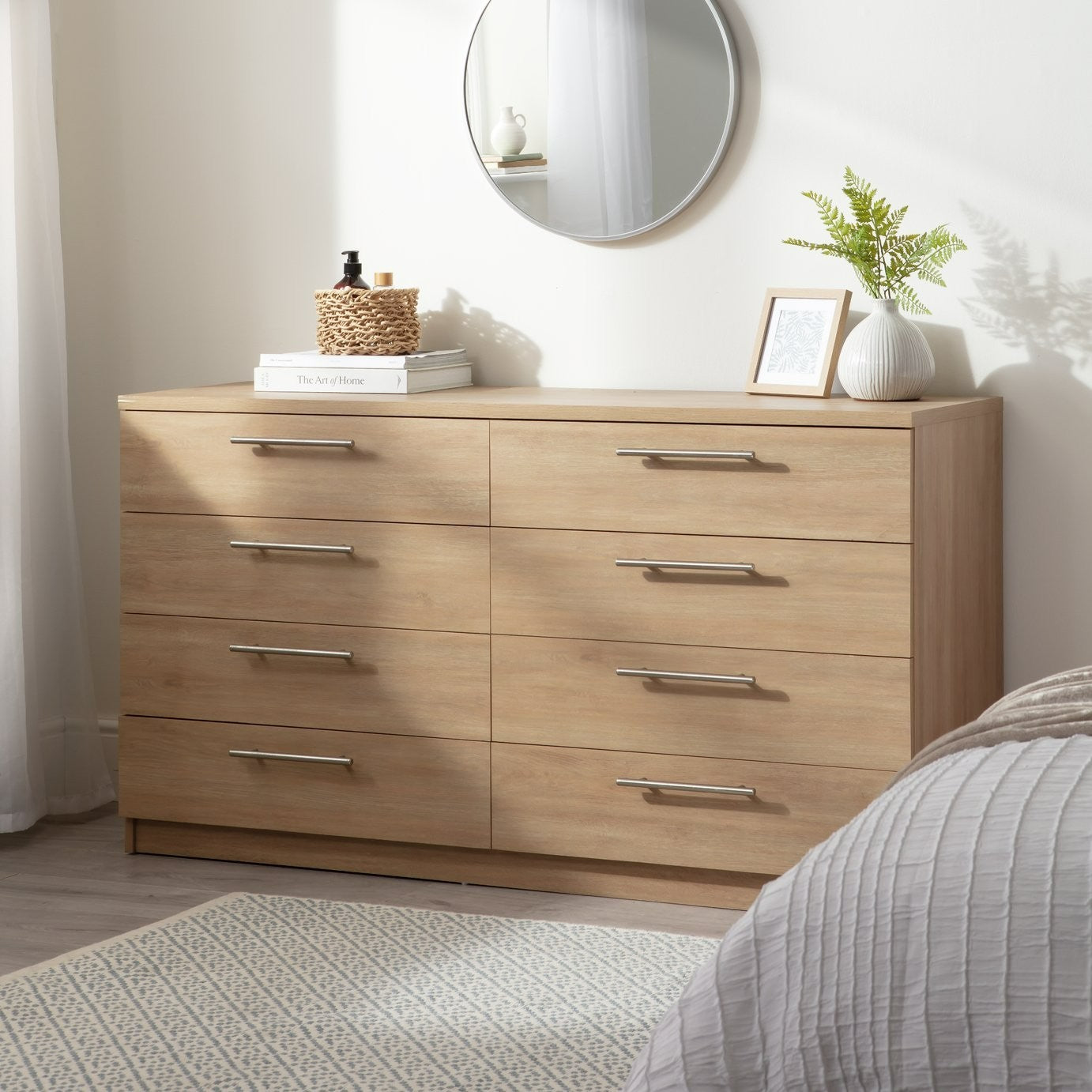 Home Brisbane 8 Drawer Chest - Oak | Smart Clothing Organization
