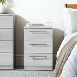 Home Brisbane 3 Drawer Bedside - Grey