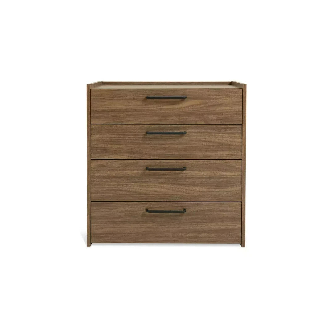Oldham Wide 4 Drawer Chest - Walnut | Space-saving Bedroom Storage