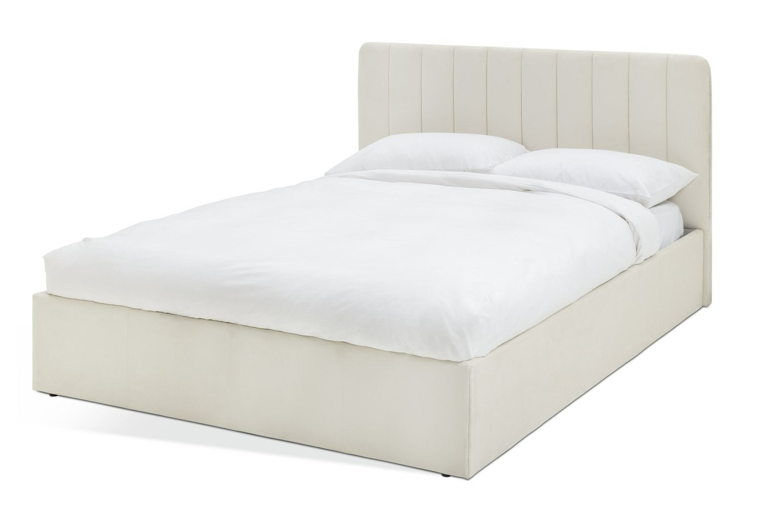 Home Pandora Double End Lift Ottoman Bed - Cream | Lift-up storage bed