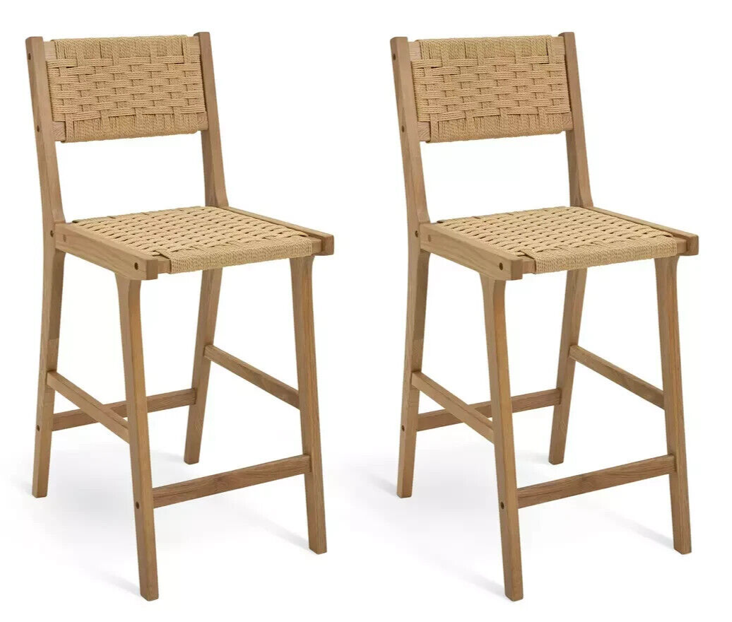 Habitat Faro Pair of Woven Oak Bar Stools - Natural