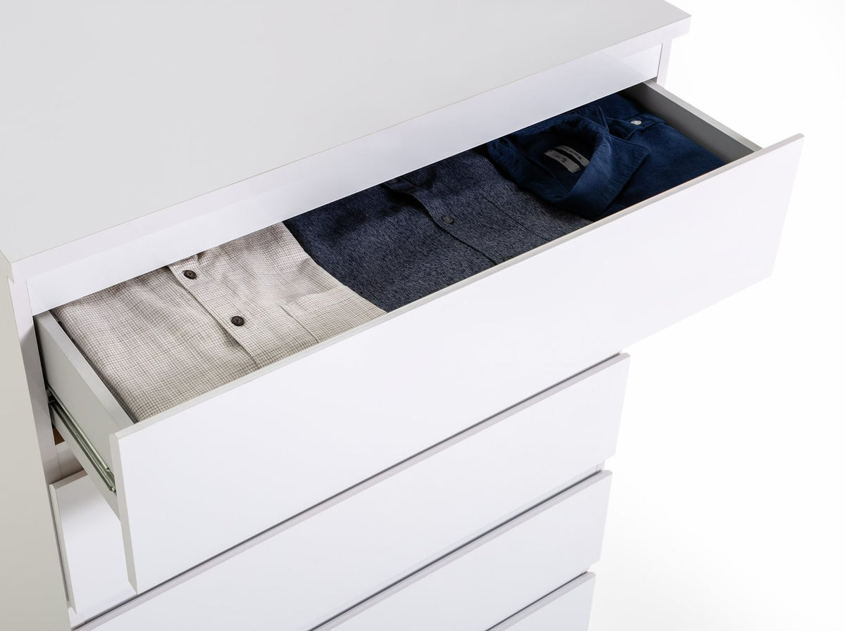 Home Jenson 5 Drawer Chest - Matte White (B GRADE 1042)