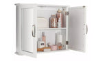 Tongue & Groove 2 Door Mirrored Cabinet White | Bathroom Storage Cabinet Furnitu