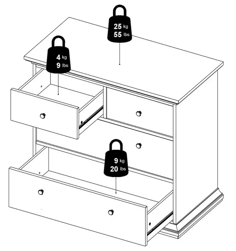 Tvilum Paris 4 Drawer Chest - White ( B Grade )