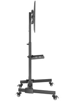 ProperAV Mobile TV Stand on Wheels Up to 55 Inch Black | Adjustable Rolling Cart